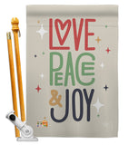 Love Peace & Joy - Christmas Winter Vertical Impressions Decorative Flags HG192050 Made In USA