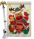 Santa Santa Stop Here - Christmas Winter Vertical Impressions Decorative Flags HG192052 Made In USA