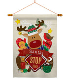 Santa Santa Stop Here - Christmas Winter Vertical Impressions Decorative Flags HG192052 Made In USA