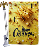 Golden Christmas - Christmas Winter Vertical Impressions Decorative Flags HG192250 Made In USA