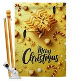 Golden Christmas - Christmas Winter Vertical Impressions Decorative Flags HG192250 Made In USA