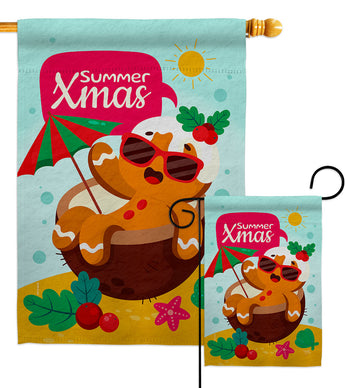 Summer Gingerbread - Fun In The Sun Summer Vertical Impressions Decorative Flags HG120061 Made In USA