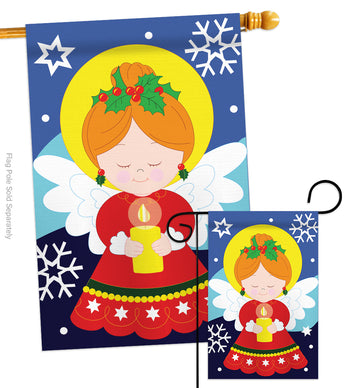 Praying Angel - Christmas Winter Vertical Applique Decorative Flags HG114066