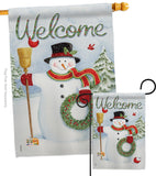 Snowman Wreath - Christmas Winter Vertical Impressions Decorative Flags HG114100 Made In USA