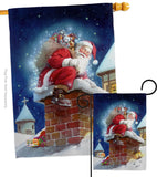 Chimney Santa - Christmas Winter Vertical Impressions Decorative Flags HG114106 Made In USA