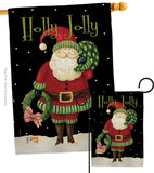 Holly Jolly Santa - Christmas Winter Vertical Impressions Decorative Flags HG114139 Made In USA