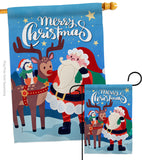 Santa with Friends - Christmas Winter Vertical Impressions Decorative Flags HG137312 Made In USA