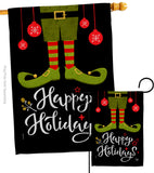 Elf Happy Holidays - Christmas Winter Vertical Impressions Decorative Flags HG192307 Made In USA