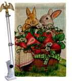 Spring Rabbits - Pets Nature Vertical Impressions Decorative Flags HG130380 Made In USA