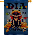 Día de Muertos Cat - Halloween Fall Vertical Impressions Decorative Flags HG130353 Made In USA