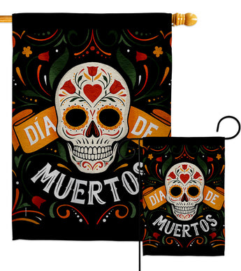 Dia de Muetos Skull - Halloween Fall Vertical Impressions Decorative Flags HG120073 Made In USA