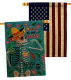 Dia de Muetos Fun - Halloween Fall Vertical Impressions Decorative Flags HG120072 Made In USA