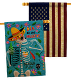 Dia de Muetos Fun - Halloween Fall Vertical Impressions Decorative Flags HG120072 Made In USA