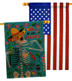 Dia de Muetos Fun - Halloween Fall Vertical Impressions Decorative Flags HG120072 Made In USA