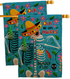 Dia de Muetos Fun - Halloween Fall Vertical Impressions Decorative Flags HG120072 Made In USA