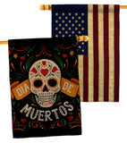 Dia de Muetos Skull - Halloween Fall Vertical Impressions Decorative Flags HG120073 Made In USA