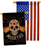 Dia de Muetos Skull - Halloween Fall Vertical Impressions Decorative Flags HG120073 Made In USA