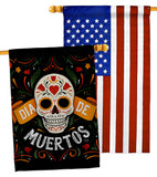 Dia de Muetos Skull - Halloween Fall Vertical Impressions Decorative Flags HG120073 Made In USA