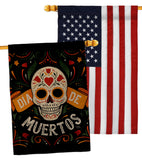 Dia de Muetos Skull - Halloween Fall Vertical Impressions Decorative Flags HG120073 Made In USA