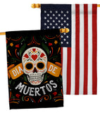 Dia de Muetos Skull - Halloween Fall Vertical Impressions Decorative Flags HG120073 Made In USA