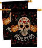 Dia de Muetos Skull - Halloween Fall Vertical Impressions Decorative Flags HG120073 Made In USA