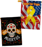 Dia de Muetos Skull - Halloween Fall Vertical Impressions Decorative Flags HG120073 Made In USA