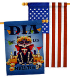 Día de Muertos Cat - Halloween Fall Vertical Impressions Decorative Flags HG130353 Made In USA
