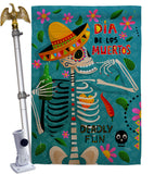 Dia de Muetos Fun - Halloween Fall Vertical Impressions Decorative Flags HG120072 Made In USA