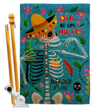 Dia de Muetos Fun - Halloween Fall Vertical Impressions Decorative Flags HG120072 Made In USA