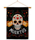 Dia de Muetos Skull - Halloween Fall Vertical Impressions Decorative Flags HG120073 Made In USA