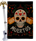 Dia de Muetos Skull - Halloween Fall Vertical Impressions Decorative Flags HG120073 Made In USA