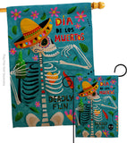 Dia de Muetos Fun - Halloween Fall Vertical Impressions Decorative Flags HG120072 Made In USA