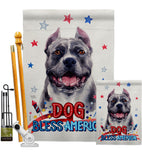 Patriotic Black Pitbull - Pets Nature Vertical Impressions Decorative Flags HG120118 Made In USA