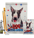 Patriotic Bull Terrier - Pets Nature Vertical Impressions Decorative Flags HG120127 Made In USA
