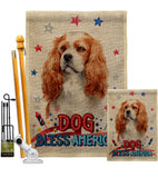 Patriotic Cavalier King Spaniel - Pets Nature Vertical Impressions Decorative Flags HG120128 Made In USA