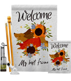 Welcome Best Friend - Pets Nature Vertical Impressions Decorative Flags HG130402 Made In USA