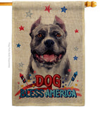 Patriotic Black Pitbull - Pets Nature Vertical Impressions Decorative Flags HG120118 Made In USA