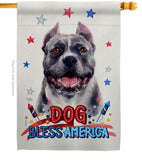 Patriotic Black Pitbull - Pets Nature Vertical Impressions Decorative Flags HG120118 Made In USA