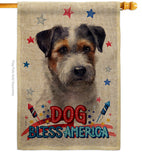 Patriotic Black Jack Russell - Pets Nature Vertical Impressions Decorative Flags HG120121 Made In USA