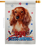 Patriotic Long Hair Dachshund - Pets Nature Vertical Impressions Decorative Flags HG120134 Made In USA
