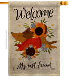 Welcome Best Friend - Pets Nature Vertical Impressions Decorative Flags HG130402 Made In USA