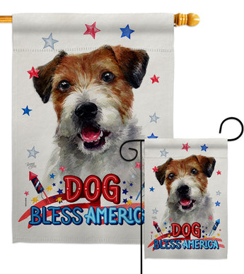 Patriotic Parson Russell Terrier - Pets Nature Vertical Impressions Decorative Flags HG120102 Made In USA