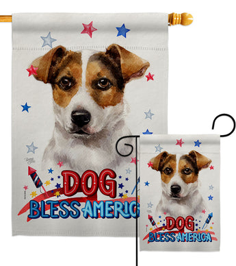 Patriotic Russell Terrier - Pets Nature Vertical Impressions Decorative Flags HG120103 Made In USA