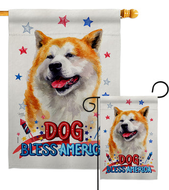 Patriotic Akita - Pets Nature Vertical Impressions Decorative Flags HG120105 Made In USA