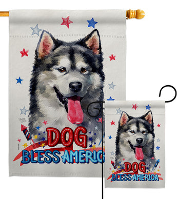 Patriotic Alaskan Malamute - Pets Nature Vertical Impressions Decorative Flags HG120106 Made In USA