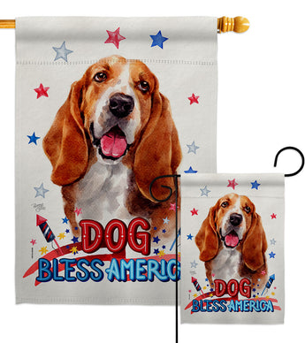 Patriotic Basset Hound - Pets Nature Vertical Impressions Decorative Flags HG120113 Made In USA