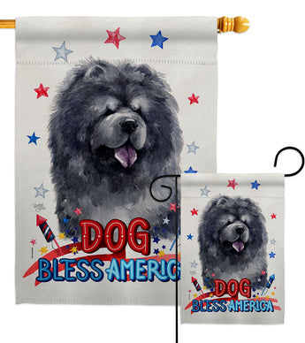 Patriotic Black Chow Chow - Pets Nature Vertical Impressions Decorative Flags HG120120 Made In USA