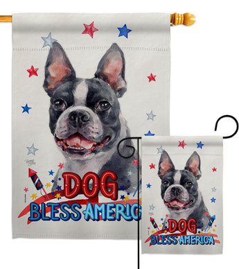 Patriotic Boston Terrier - Pets Nature Vertical Impressions Decorative Flags HG120123 Made In USA