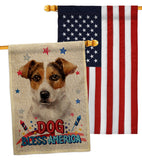 Patriotic Russell Terrier - Pets Nature Vertical Impressions Decorative Flags HG120103 Made In USA