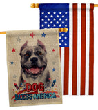 Patriotic Black Pitbull - Pets Nature Vertical Impressions Decorative Flags HG120118 Made In USA